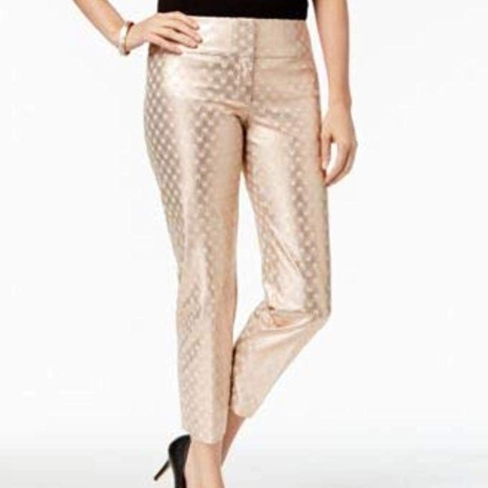 Alfani Women Petite Metallic Printed Slim-Leg Rose NWT!!